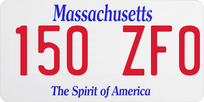 MA license plate 150ZF0