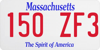 MA license plate 150ZF3