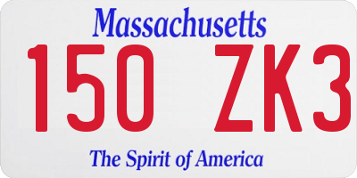 MA license plate 150ZK3
