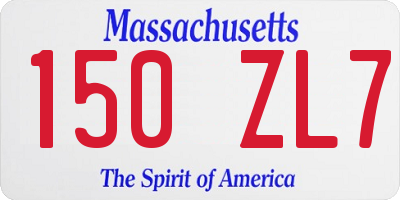 MA license plate 150ZL7