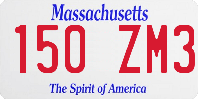 MA license plate 150ZM3