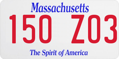 MA license plate 150ZO3