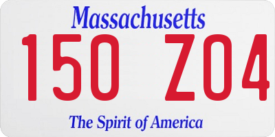 MA license plate 150ZO4