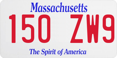 MA license plate 150ZW9
