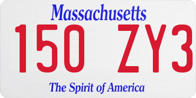 MA license plate 150ZY3