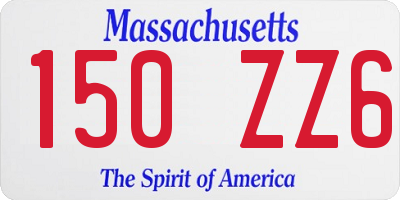 MA license plate 150ZZ6