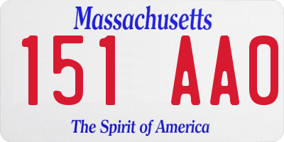 MA license plate 151AA0