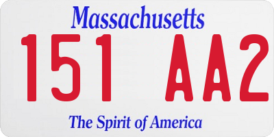 MA license plate 151AA2