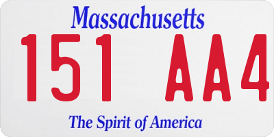 MA license plate 151AA4