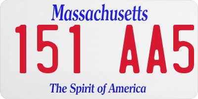 MA license plate 151AA5