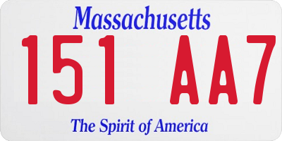 MA license plate 151AA7