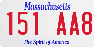 MA license plate 151AA8
