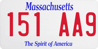 MA license plate 151AA9