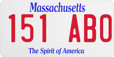 MA license plate 151AB0