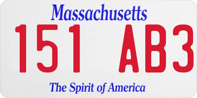 MA license plate 151AB3