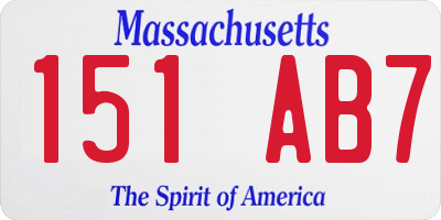 MA license plate 151AB7