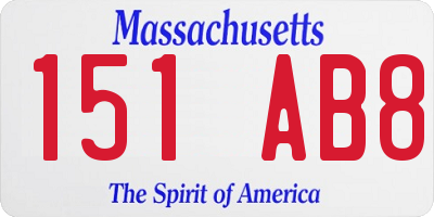 MA license plate 151AB8
