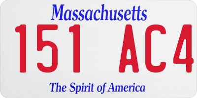 MA license plate 151AC4