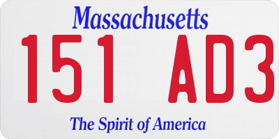 MA license plate 151AD3