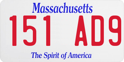 MA license plate 151AD9