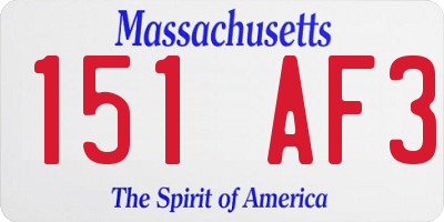 MA license plate 151AF3