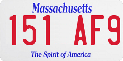 MA license plate 151AF9