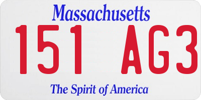 MA license plate 151AG3