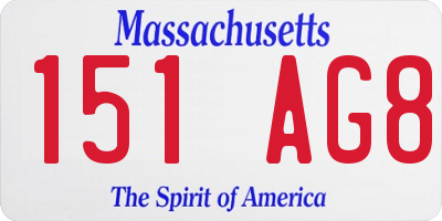MA license plate 151AG8