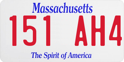 MA license plate 151AH4