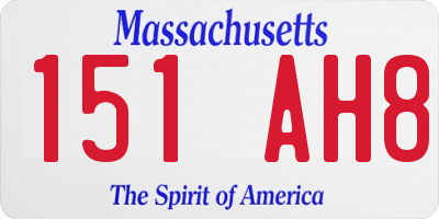 MA license plate 151AH8