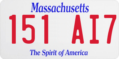 MA license plate 151AI7
