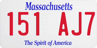 MA license plate 151AJ7