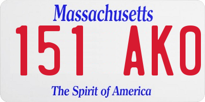 MA license plate 151AK0