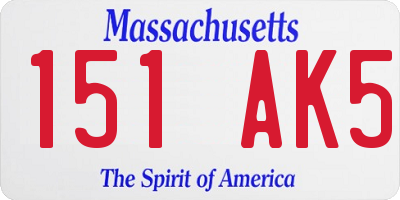 MA license plate 151AK5