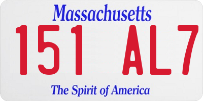 MA license plate 151AL7