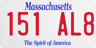 MA license plate 151AL8