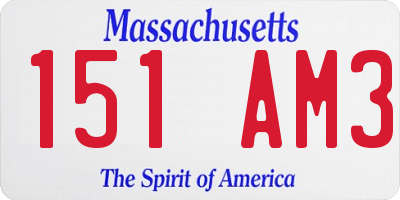 MA license plate 151AM3
