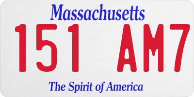 MA license plate 151AM7