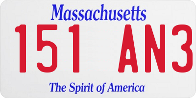MA license plate 151AN3