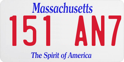 MA license plate 151AN7
