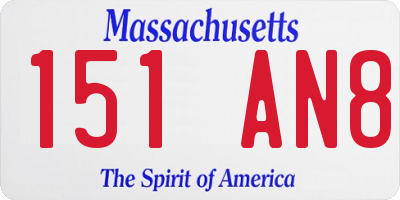 MA license plate 151AN8