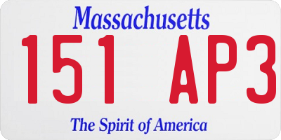 MA license plate 151AP3