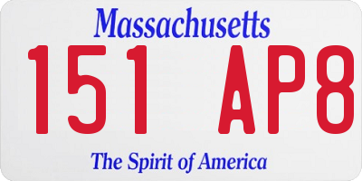 MA license plate 151AP8