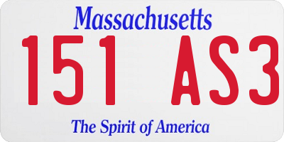 MA license plate 151AS3