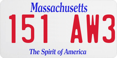 MA license plate 151AW3