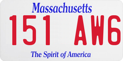 MA license plate 151AW6