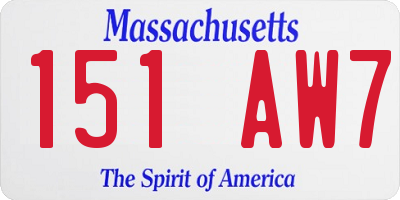 MA license plate 151AW7