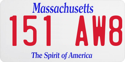 MA license plate 151AW8