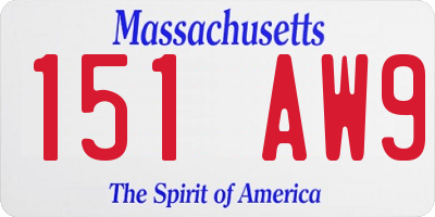 MA license plate 151AW9