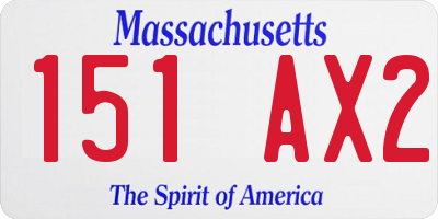 MA license plate 151AX2